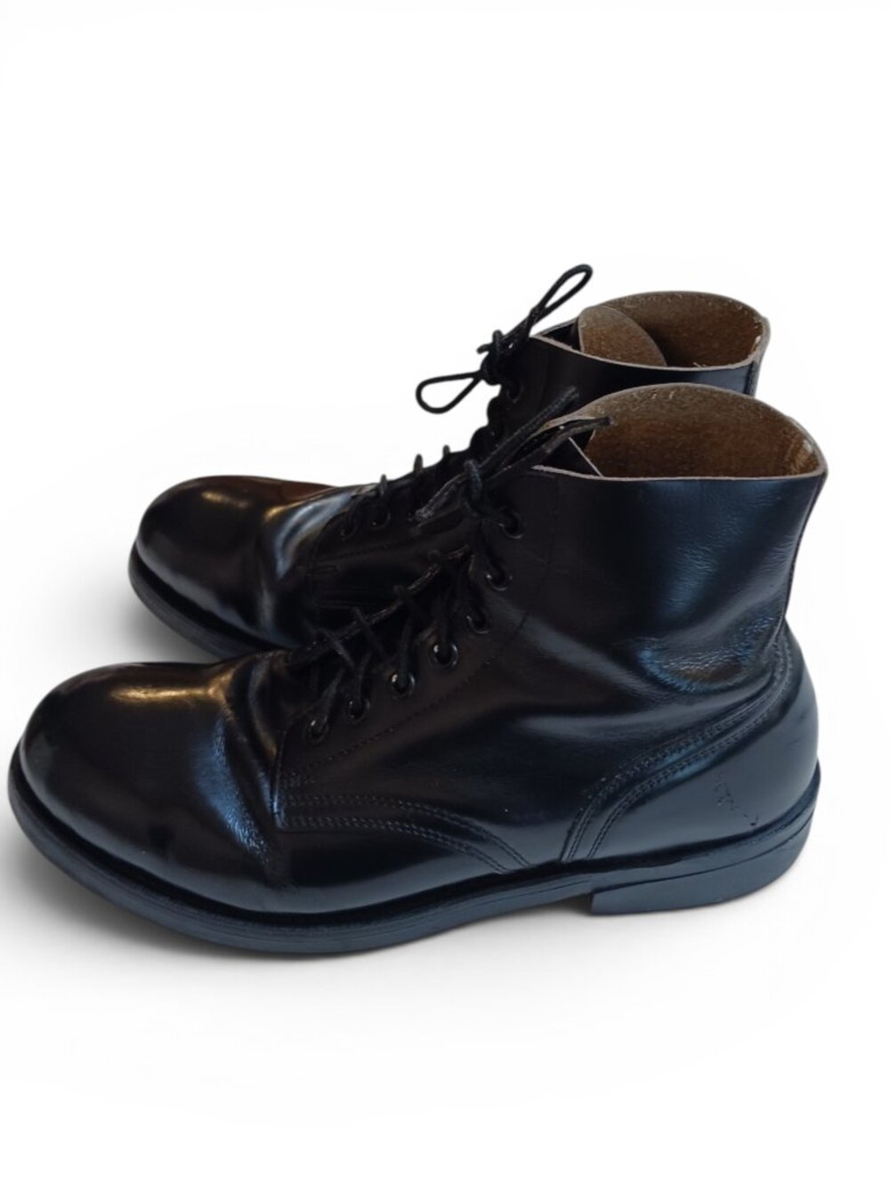 Vintage 90's  Military Issue Black Leather Boots 8.5E  Oil Resistant Rubber Sole - Picture 6 of 16